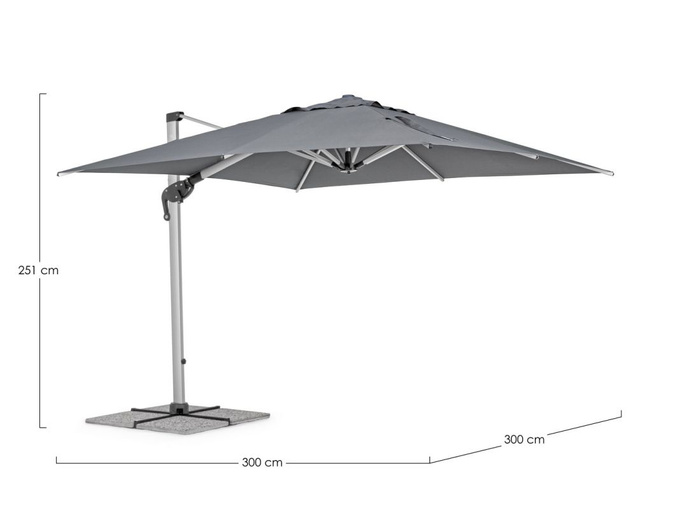 Parasol ogrodowy 3m x 3m BOLZANO Ibis aluminium szary