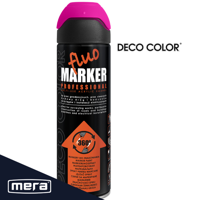 Spray Deco Color FLUOMARKER różowy ,znacznik do geodezji  500ml 14540