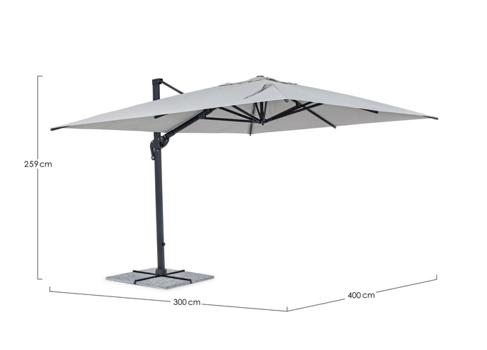 Parasol ogrodowy 300x400cm BOLZANO Ibis aluminium jasny szary