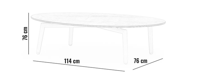 Stolik kawowy ogrodowy SCOOP owalny szary aluminium
