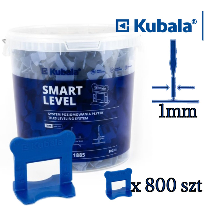 Kubala SMART LEVEL Klipsy 1mm do poziomowania płytek 800szt 1885