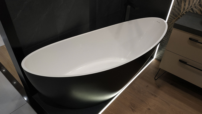 Wanna wolnostojąca 165x70 cm czarny mat konglomerat Mery DESSI HOME 