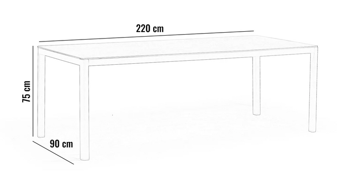 Stół ogrodowy LOOP 220×90cm prostokątny biały aluminium