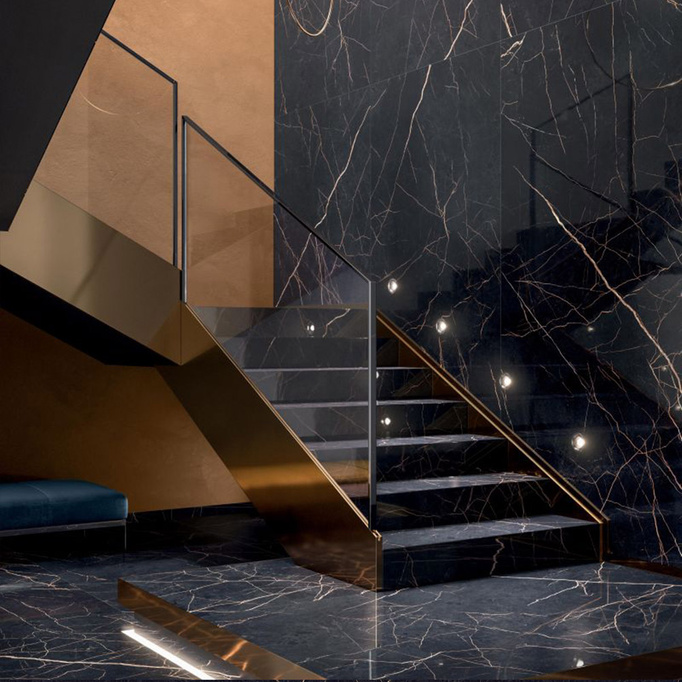 Płytka wielkoformatowa ścienno-podłogowa 120x280 imitacja marmuru czarny