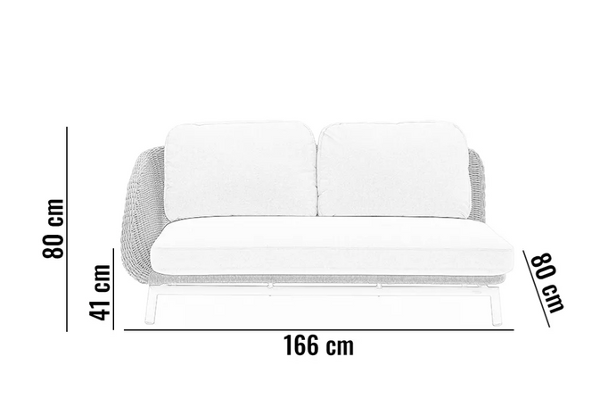 Sofa ogrodowa SCOOP 166×80cm prawostronna jasny szary aluminium