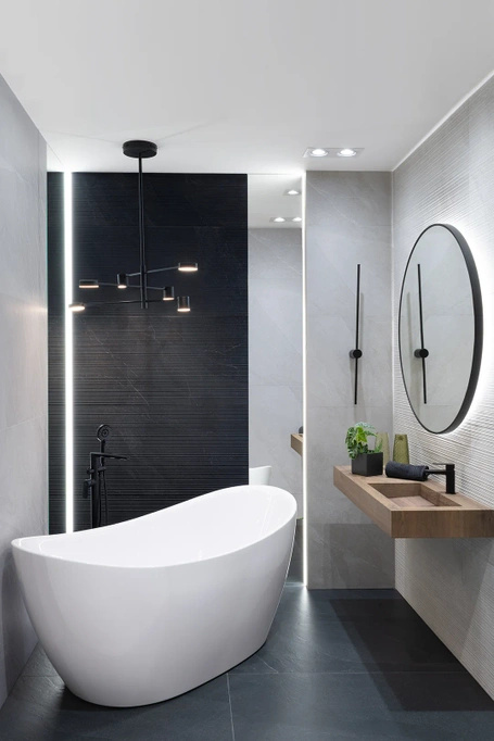 Płytka Italgraniti Shale Ribbed Dark ścienno-podłogowa mat 60x120 3D czarny