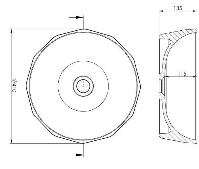 Umywalka nablatowa 40⌀ cm okrągła czarny mat Sora DESSI HOME - EKSPOZYCJA