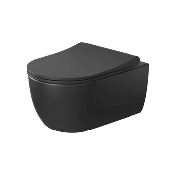 WC Bowl visící s černým samoobslužnou deskou