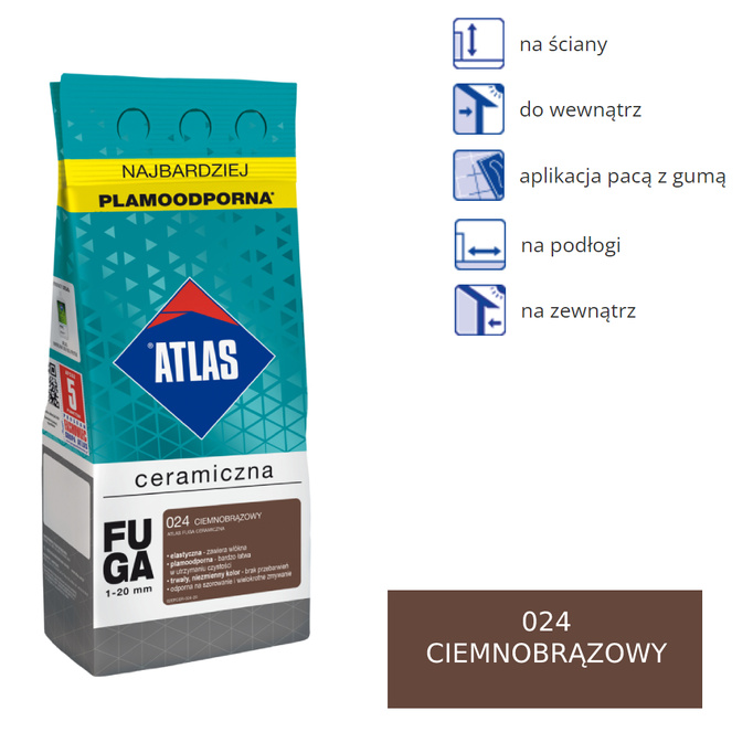 ATLAS FUGA CERAMICZNA - 024 ciemnobrązowy 2kg