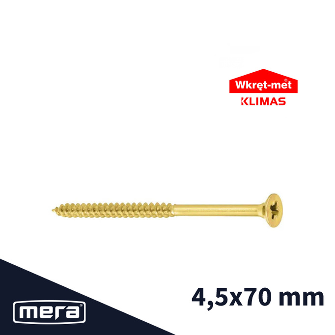 Met šrouby se šroubováním s kuželovou hlavou 4,5 x 70 s neúplným vláknem 250 ks.