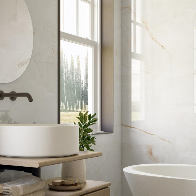 Płytka ścienno-podłogowa PAMESA Onix White 60x120 imitacja marmuru biały