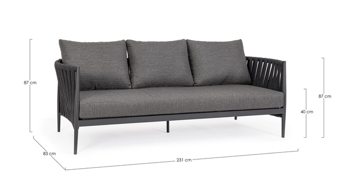 BOLZANO Sofa ogrodowa Juno aluminium antracyt