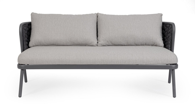 BOLZANO Sofa 2-osobowa do ogrodu Hellin antracytowa wodoodporna aluminium 