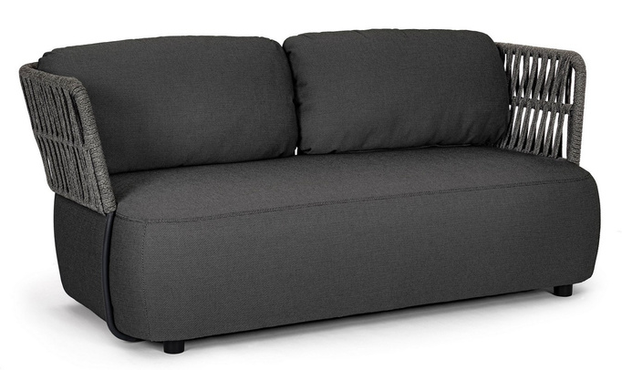 BOLZANO Zestaw fotel i sofa 2-osobowa ogrodowa Porto antracytowa  167 cm