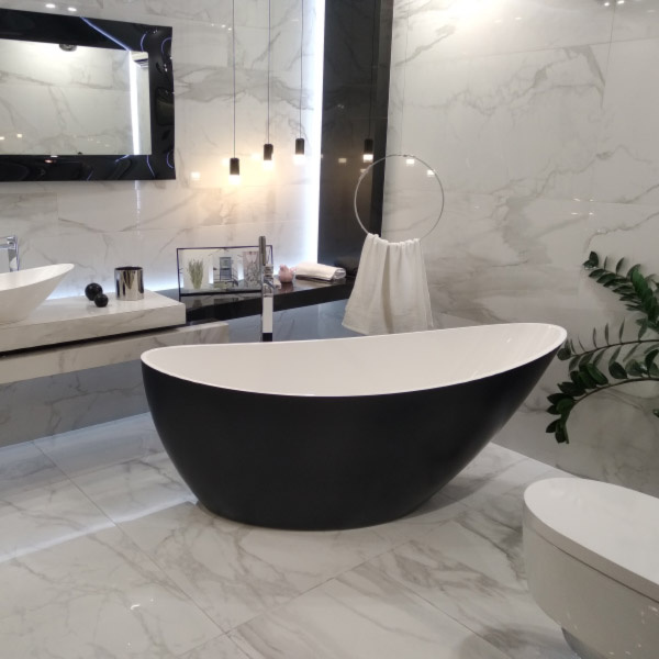 Wanna wolnostojąca 165x70 cm czarny mat/ biały  konglomerat Mery DESSI HOME 