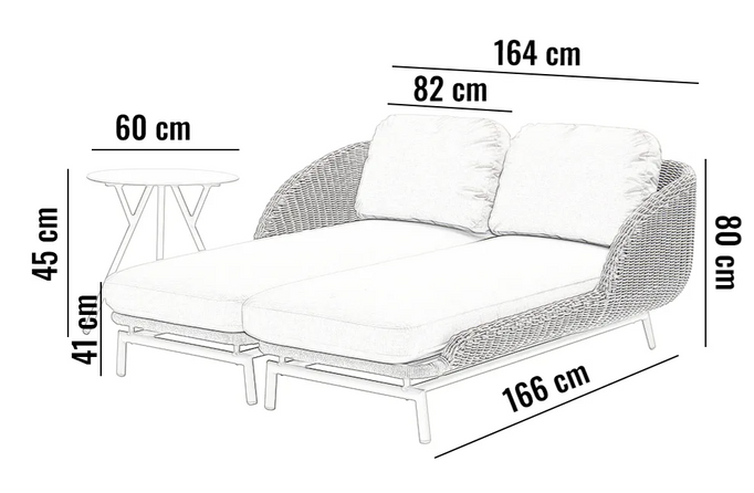 Zestaw mebli ogrodowych SCOOP II dwuosobowy szary aluminium