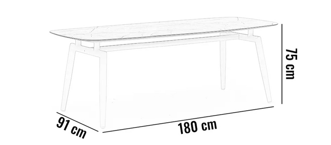 Stół ogrodowy SCOOP 180×91cm jasny szary aluminium
