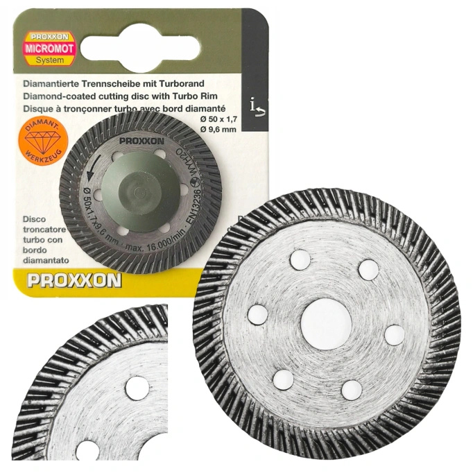 PROXXON Tarcza diamentowa do szlifierki kątowej LHW z krawędzią Turbo Rim, 50 x 1,7 x 9,6 mm do gresu PR28157