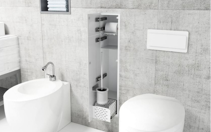 MCJ schowek WC i kontener podtynkowy do zabudowy zawias z prawej strony czarny połysk 825x179x155 mm