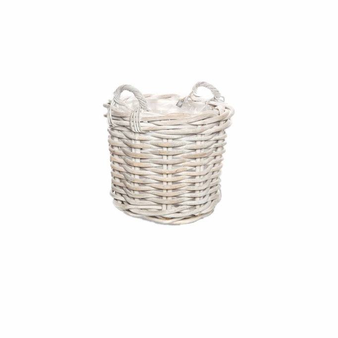 Rennes Rattan Basket ⌀50cm x výška 45 cm bílá otře