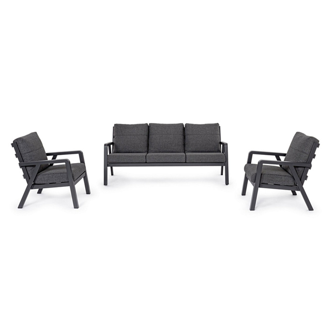 BOLZANO Zestaw mebli ogrodowych sofa + 2 fotele Titano antracytowy 