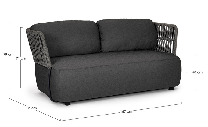 BOLZANO Sofa 2-osobowa ogrodowa Porto antracytowa  167 cm