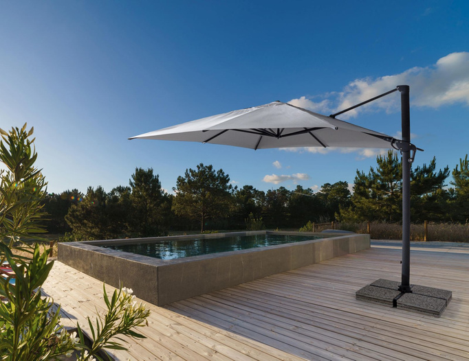 Parasol ogrodowy 300x300cm BOLZANO Ibis aluminium jasny szary