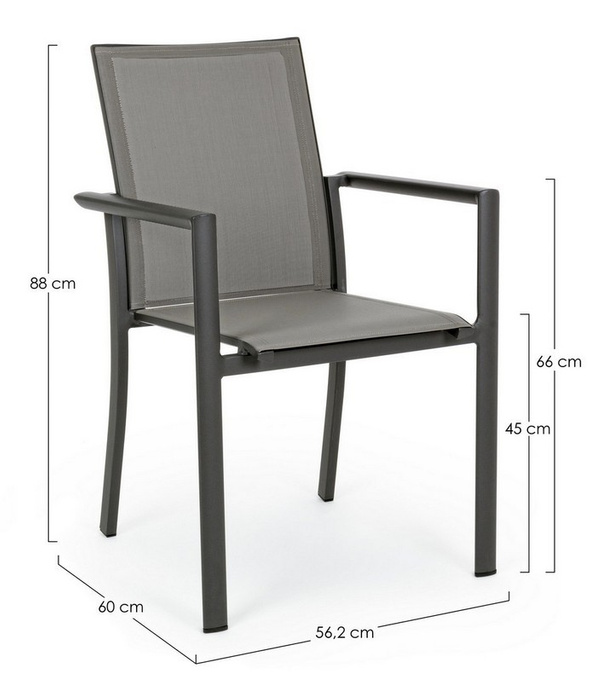 BOLZANO Krzesło ogrodowe Kolli antracytowe 56,2 x 60 x 88 cm