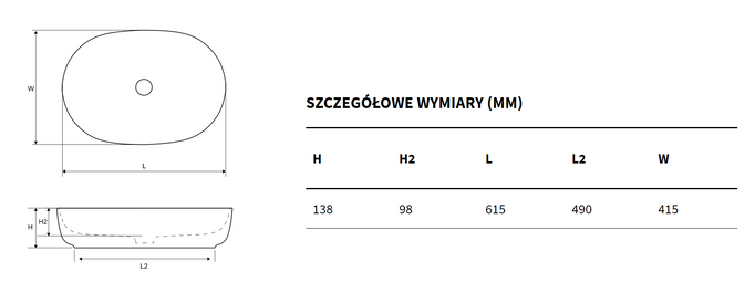Actima Jima Sink 61.5x41.5x13 Gotowa