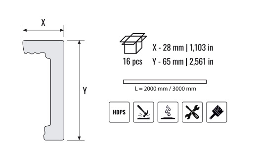 Listwa karniszowa DESSI HOME LK 65 (28x65mm) 2m