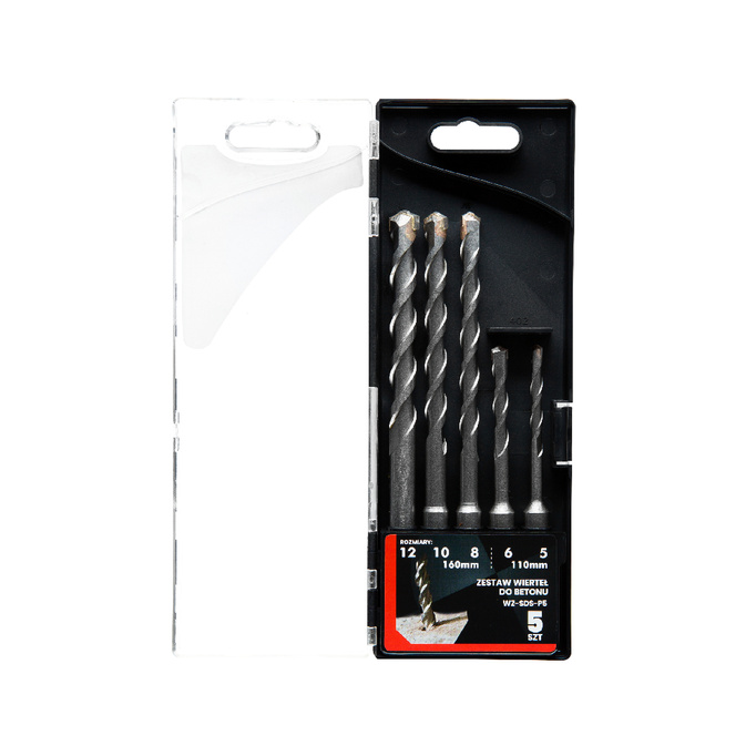 PRO ZESTAW WIERTEŁ DO BETONU SDS PLUS - 5SZT 5,6X110MM 8,10,12X160 MM  PRO-ZW032