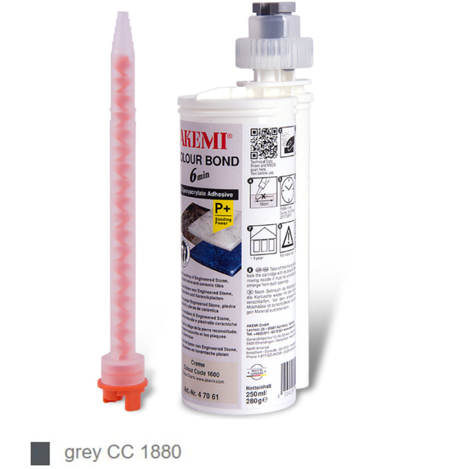 AKEMI COLOUR BOND 6min , KOLOR SZARY grey CC 1890 46141 żywica , klej do kamienia 250ml / 280g