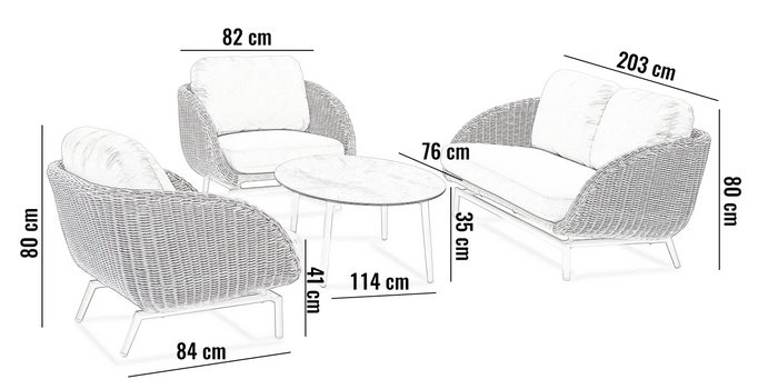 Zestaw mebli ogrodowych SCOOP III szary aluminium
