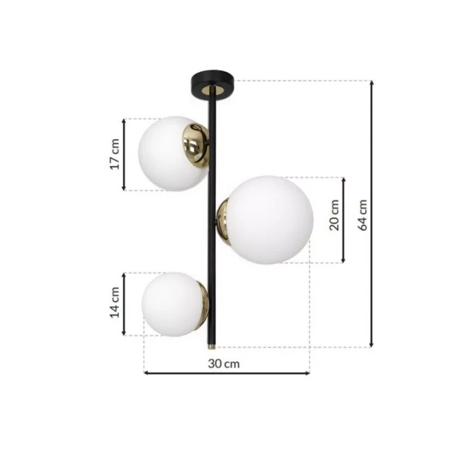 Lampa wisząca MILAGRO Sparta MLP6496 czarny/złoty - EKSPOZYCJA
