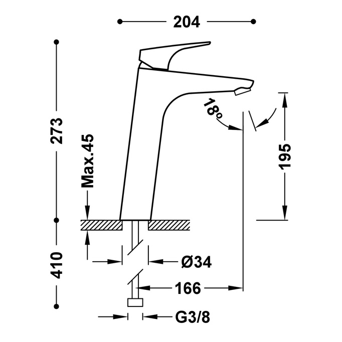 Bateria umywalkowa wysoka Tres chrom - EKSPOZYCJA