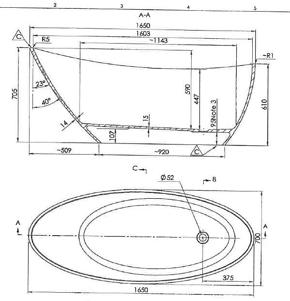 Wanna wolnostojąca 165x70 cm czarny mat konglomerat Mery DESSI HOME 