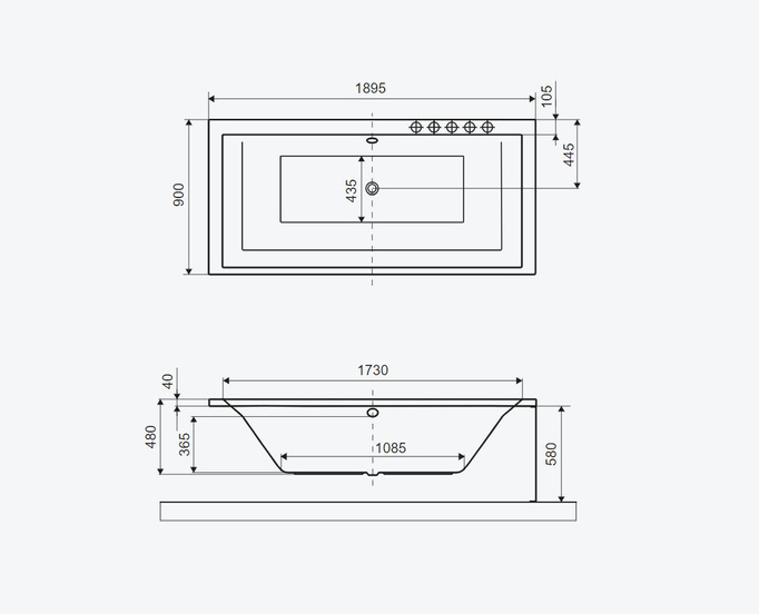 Dessi Home Venus Slim 160 × 75 postavená -ve vaně