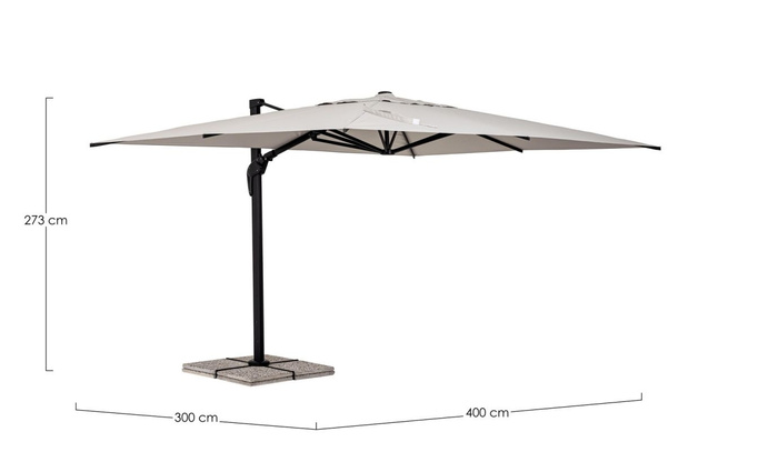 Parasol ogrodowy 3m x 4m BOLZANO Arrito aluminium szary