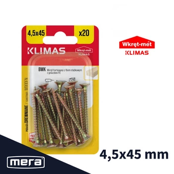 Wkręt-met wkręty hartowane do drewna z łbem stożkowym 4,5 x 45 20 szt.