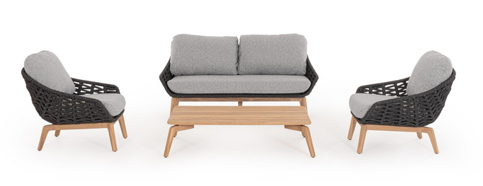 Stolik kawowy ogrodowy w kolorze naturalnego drewna BOLZANO Tivoli beżowy  120x70x30 cm