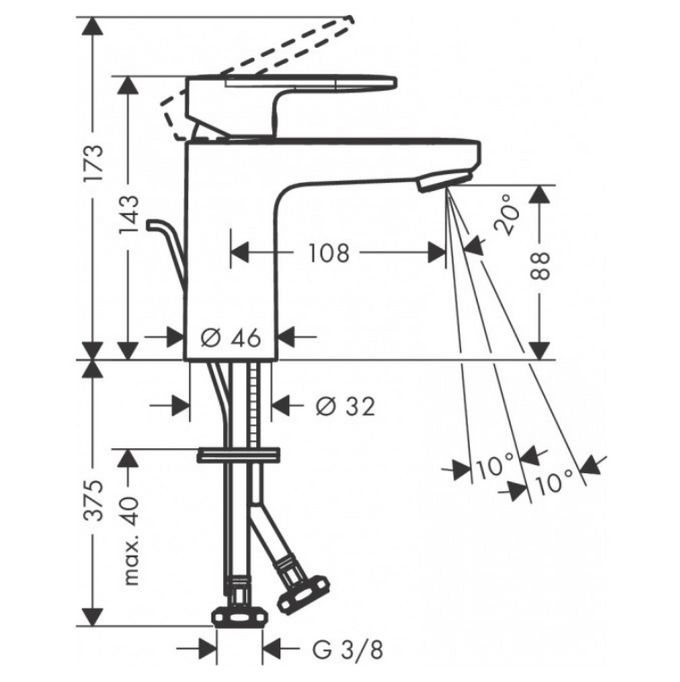 Ecosmart Chrome Standing Washbasin Baterie.