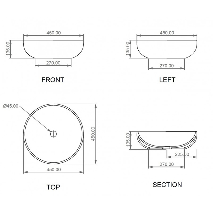 GSG Easy 45 cm kulatý washbasin