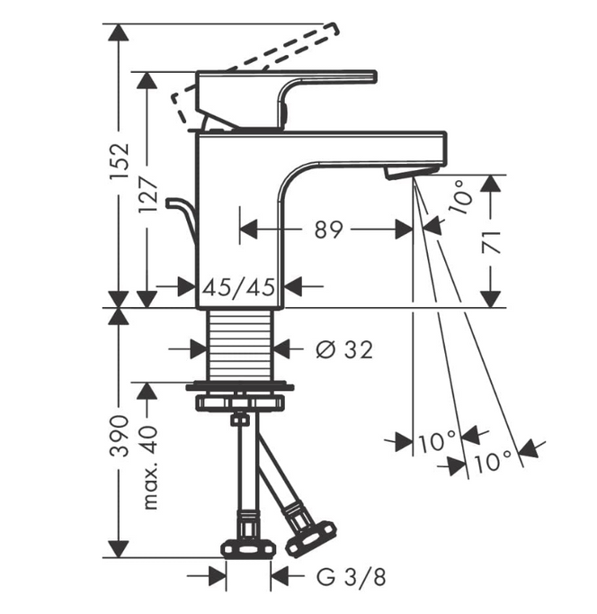 Bateria umywalkowa stojąca EcoSmart chrom.