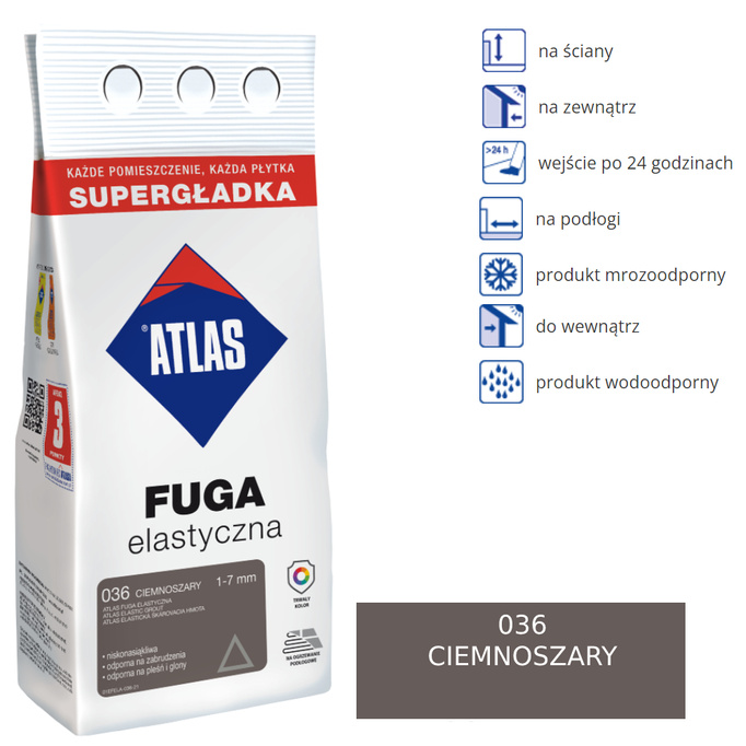 Flexibilní Atlas Fugue - 036 Tmavě šedá 5 kg