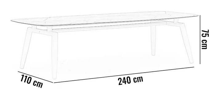 Stół ogrodowy SCOOP 240×110cm jasny szary aluminium