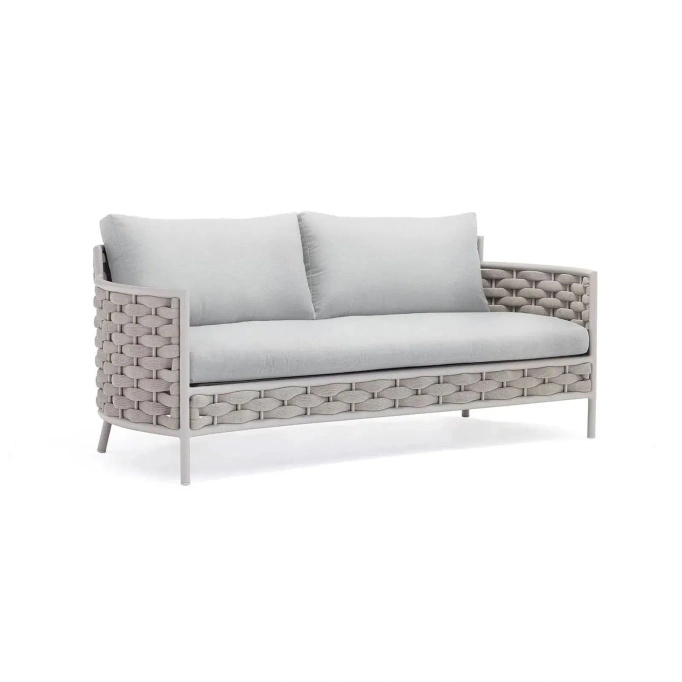 Sofa ogrodowa dwuosobowa LOOP beżowa aluminium