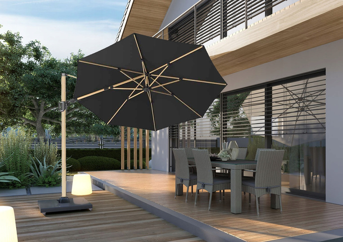 Parasol ogrodowy CHALLENGER T2P Ø3.5m Faded Black / Oak EKSPOZYCJA