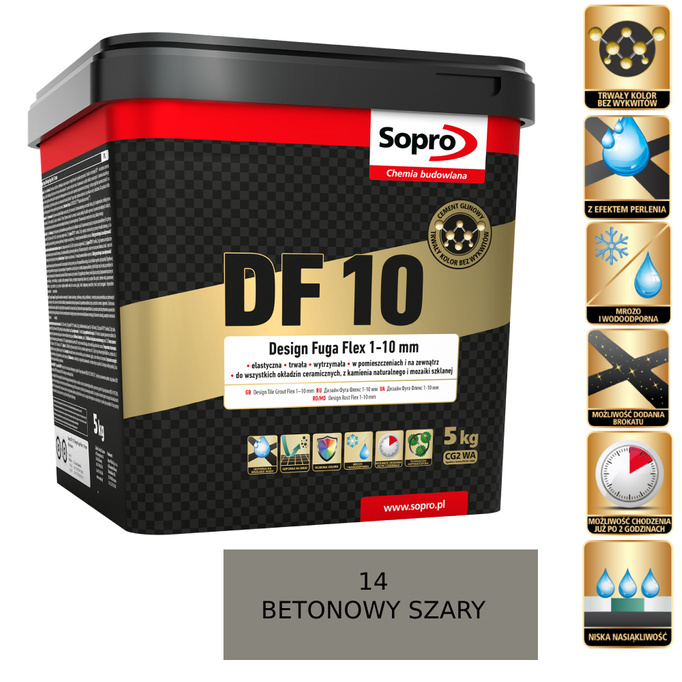 SOPRO fuga DF10 betonowy szary 14 5kg 1054