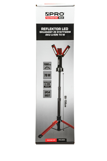 Reflektor Led stojący, składany ze statywem akumulator LI-ON 70W PRO-LD635