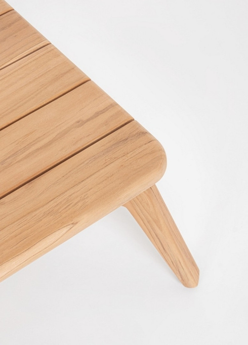 Stolik kawowy ogrodowy w kolorze naturalnego drewna BOLZANO Tivoli beżowy  120x70x30 cm